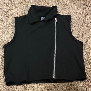 Beautees Black Kids Vest with Silver Zipper